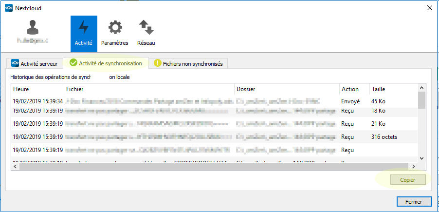 client synch activite