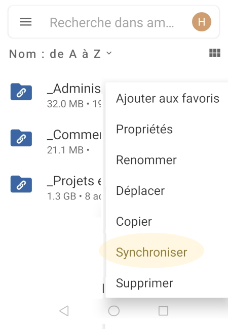 smartphone synchro manuelle