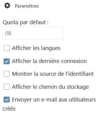 utilisateurs parametres